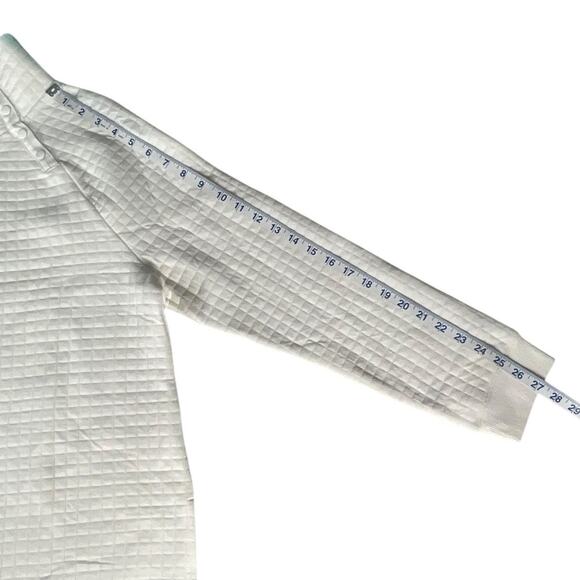 T by Talbots Quilted Mock Neck Snap Sweatshirt Large Off White Cozy Winter Cabin - Picture 10 of 12